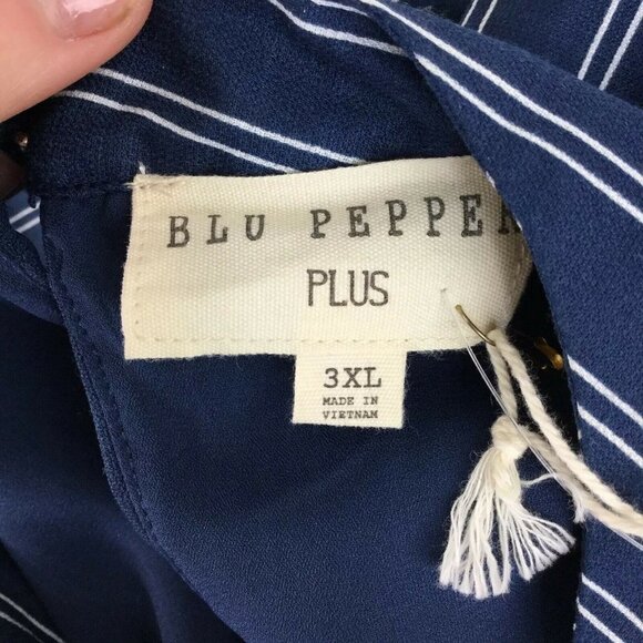 Blu Pepper Vertical Stripe Swing Dress Navy - Picture 8 of 8